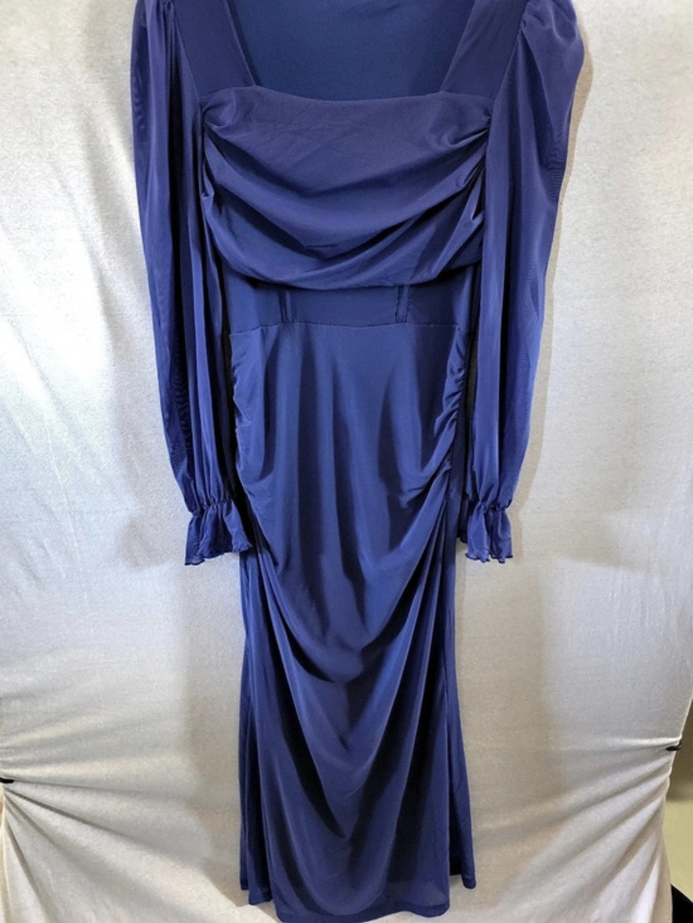 Blue Draped Midi Dress